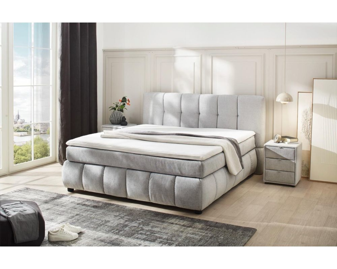 Boxspringbett "Johnston", ca. 180x200 cm - Greige - 1