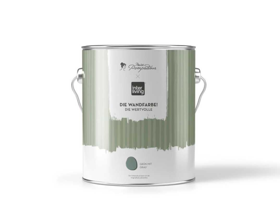 MissPompadour Wandfarbe "Die Wertvolle", Grün mit Grau / 2,5 L - Grün mit Grau - 2