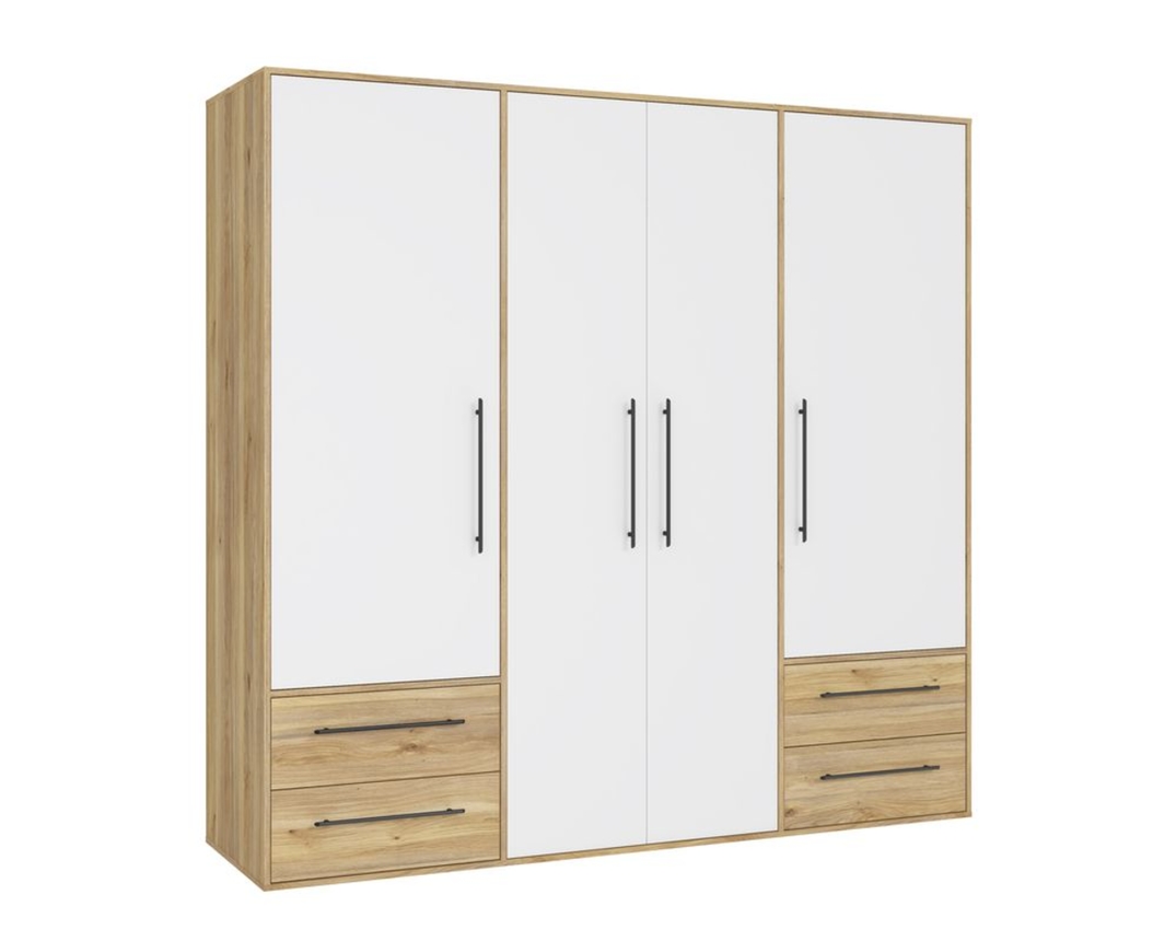Kleiderschrank "Florian", ca. 206x200 cm - Braun/Weiß - 1