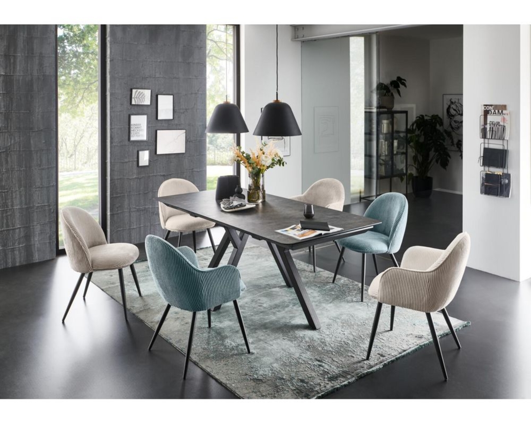 Esstisch "Perth", Marble, Metall schwarz - Anthrazit - 6