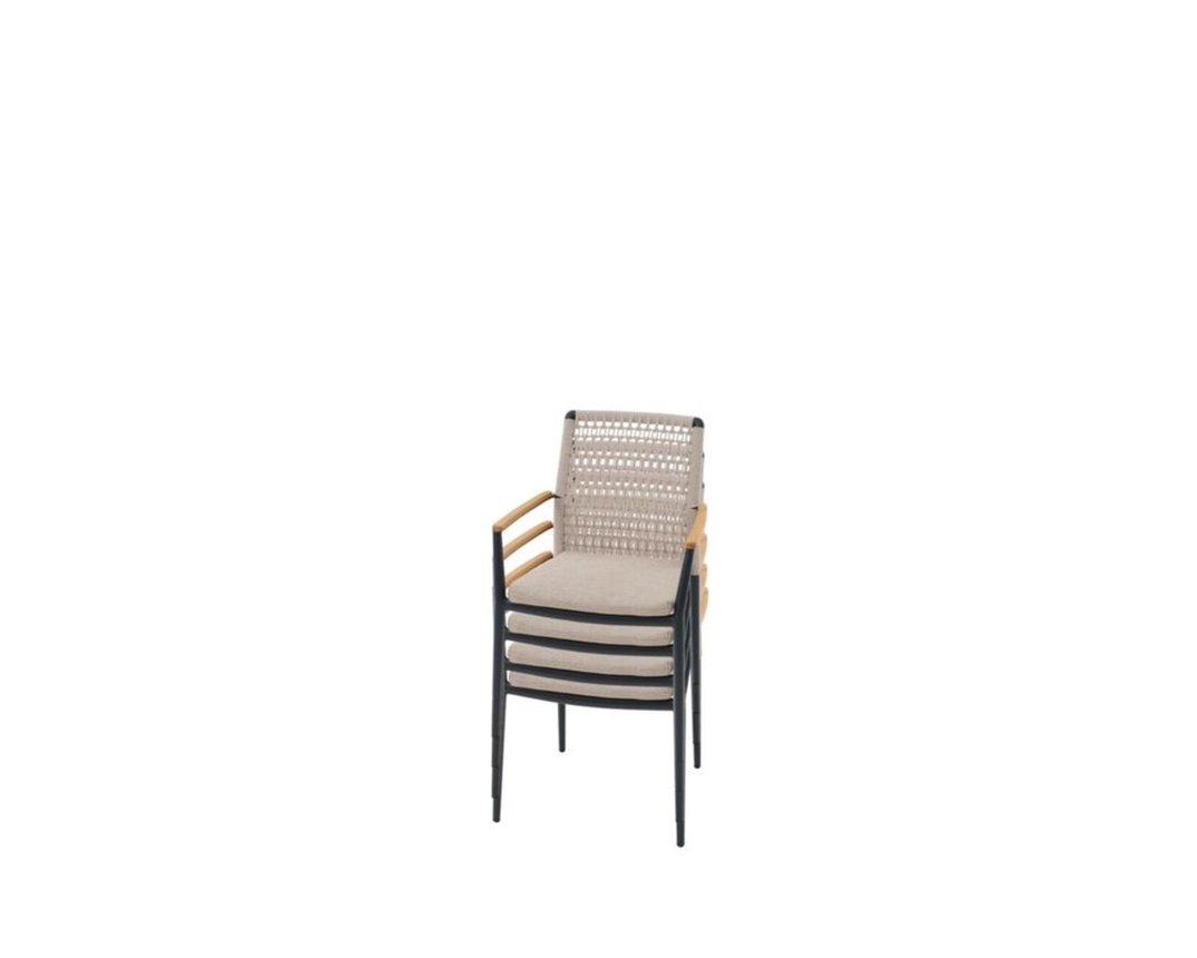 Stapelsessel "Cortina", Rope-Geflecht, Teakholz - Sand/Anthrazit - 2