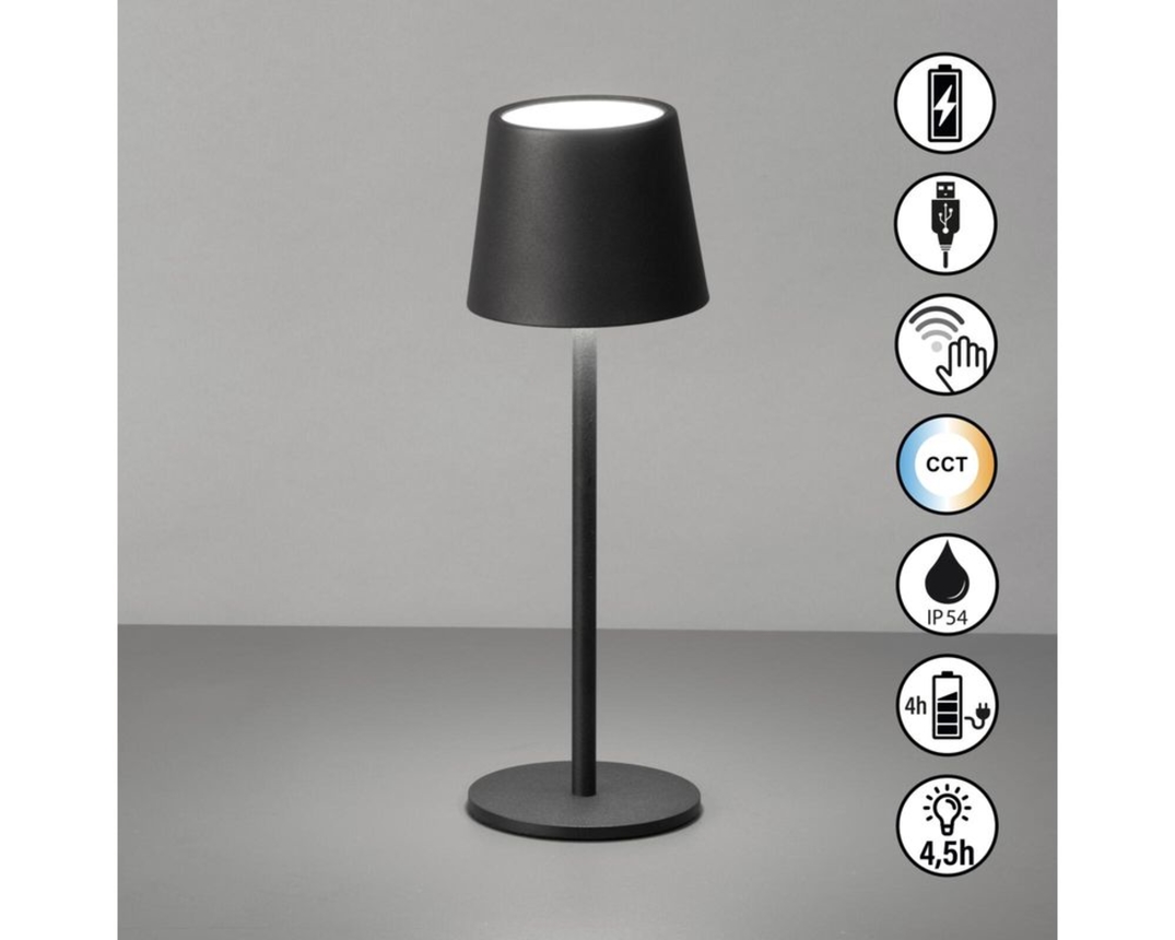 LED-Tischleuchte "Roxi" inkl. USB-Kabel und Touchdimmer, schwarz - schwarz - 1