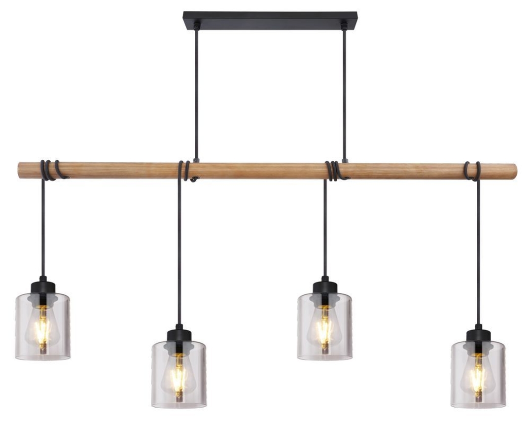 Pendelleuchte "Hadera", Metall/Glas/Holz - Braun/Schwarz - 1
