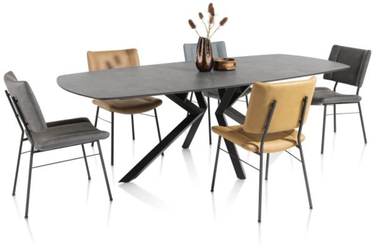 XOOON Tatum, Stuhl - Füße schwarz - Stoff Pala - Braun, Orange, Gelb - 8