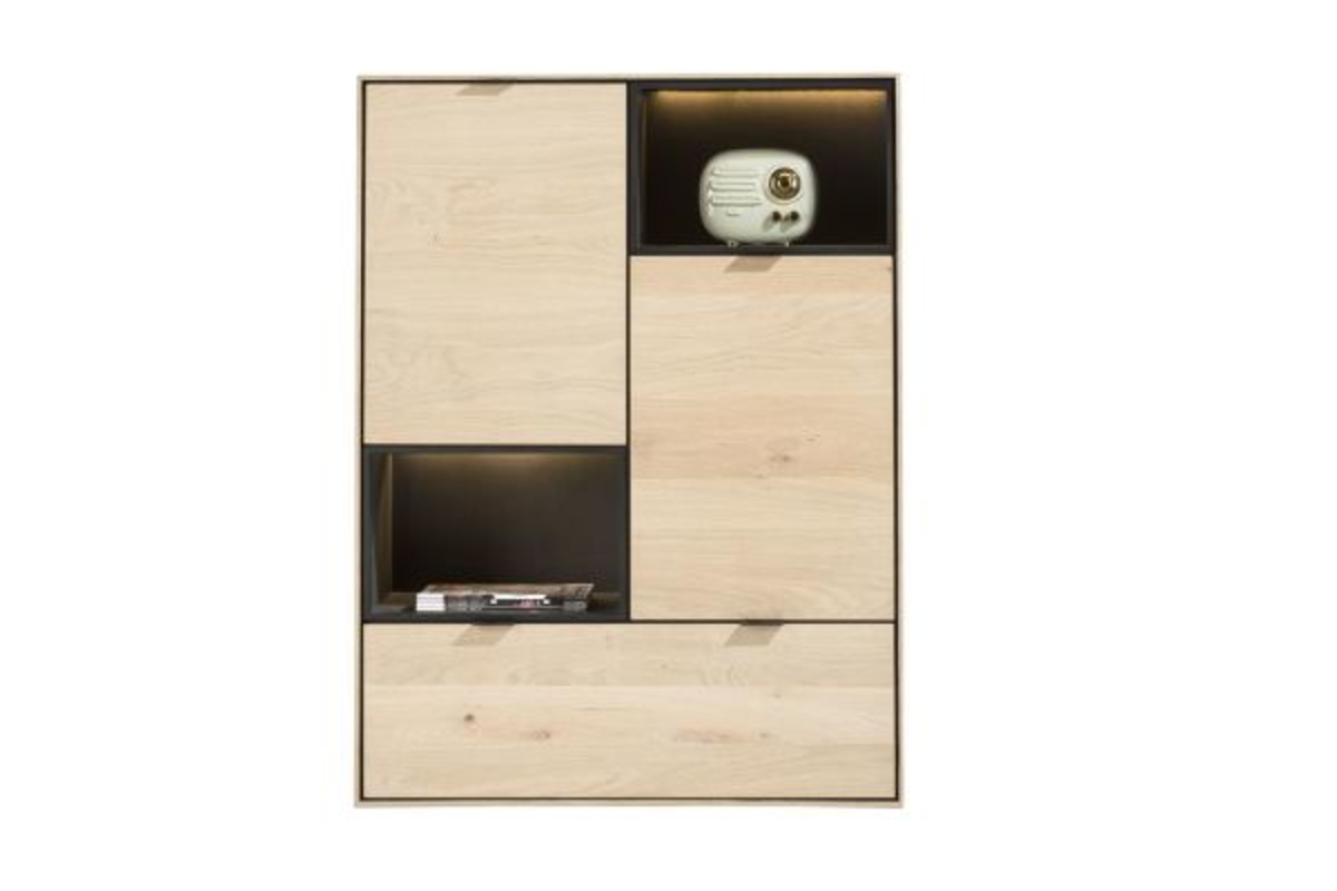 XOOON Elements, Highboard 90 cm. - 2-Türen + 1-Lade + 2-Nischen + Led -  - 1