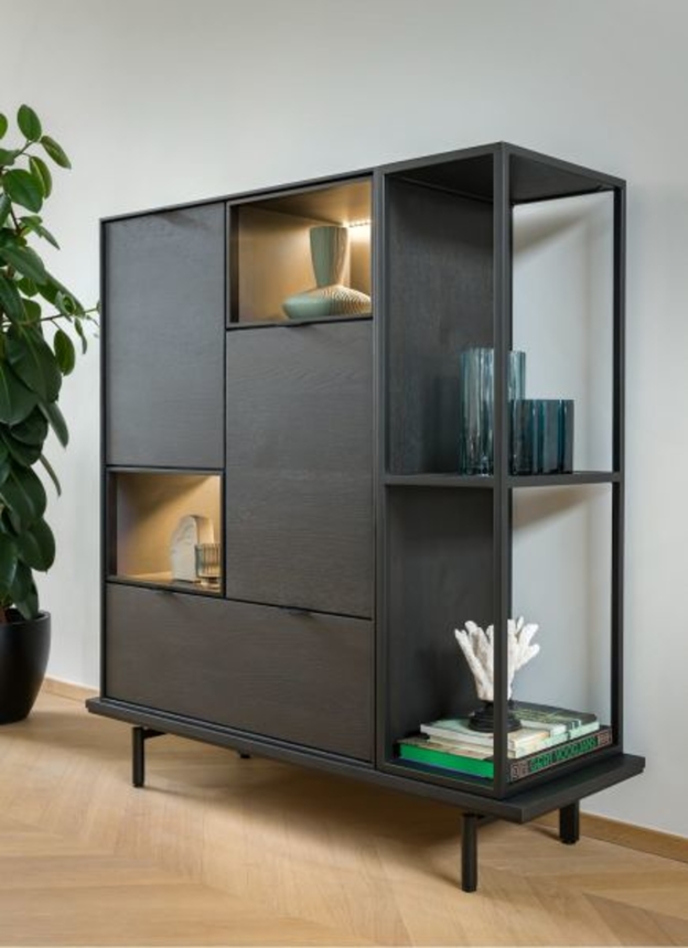 XOOON Elements, Highboard 90 cm. - 2-Türen + 1-Lade + 2-Nischen + Led -  - 10
