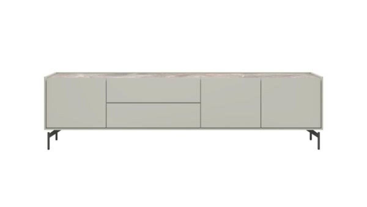 XOOON Noon, Lowboard 210 cm - 3-Tueren + 2-Laden - Deckplatte aus HPL light grey -  - 1