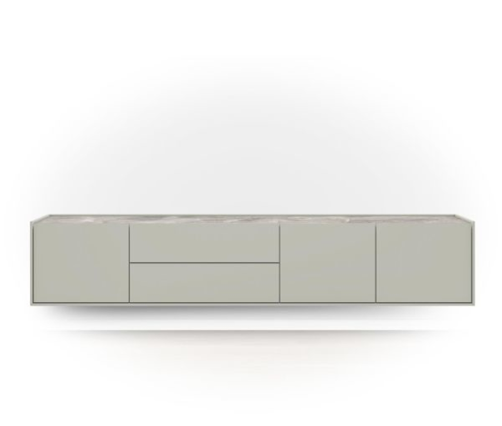 XOOON Noon, Lowboard 210 cm - 3-Tueren + 2-Laden - Deckplatte aus HPL light grey -  - 2