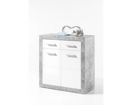 Kommode Balda, ca. 82x88 cm - Weiß / Beton - 1
