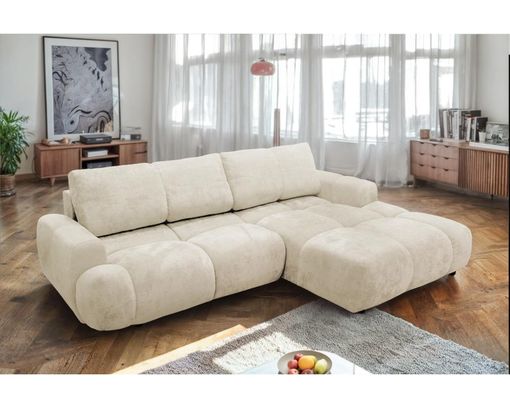 Wohnlandschaft "Ebersbach", mit Bettfunktion und Stauraum - Creme - 4