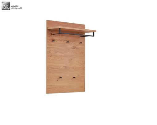 Interliving 6005 Wandgarderobe mit Hutablage, Kleiderstange und Garderobenhaken - Holzfarben - 1