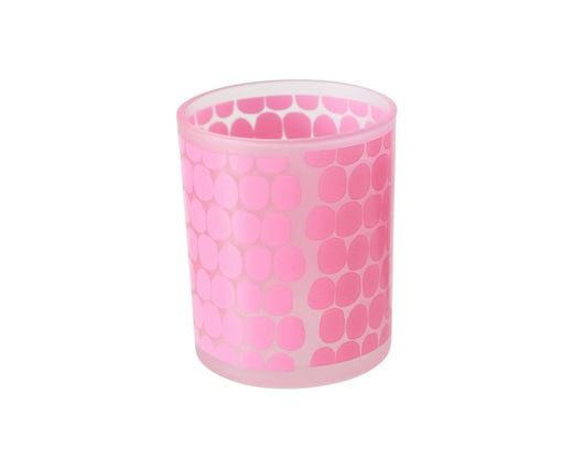 Windlicht, rund, aus Glas - Pink - 1