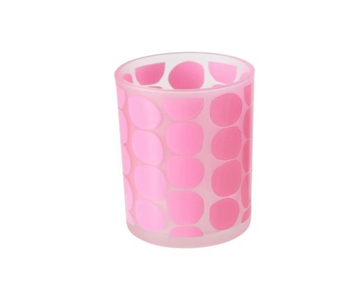 Windlicht, rund, aus Glas - Pink - 2