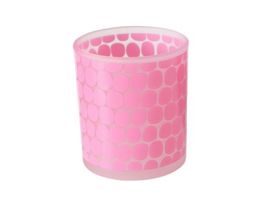 Windlicht, rund, aus Glas, ca. 10 cm - Pink - 1