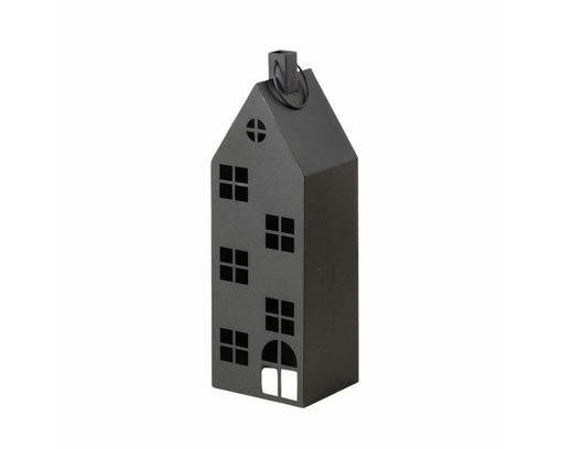 Laterne "Alba" in Haus-Form, Eisen, ca. 66 cm - Schwarz - 1