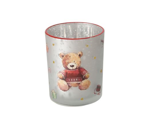 Windlicht "Bailey", rund, ca. 8,5 cm - Braun, Rot und Silber - 2