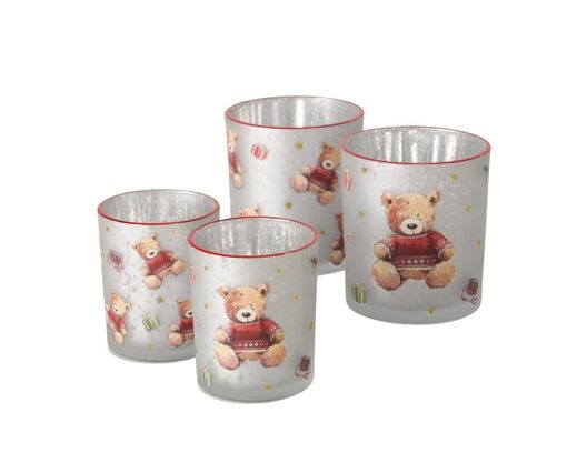 Windlicht "Bailey", rund, ca. 8,5 cm - Braun, Rot und Silber - 3