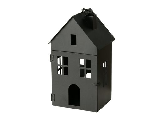 Laterne in Hausform "Alesund", Eisen, ca. 24 cm - Schwarz - 1