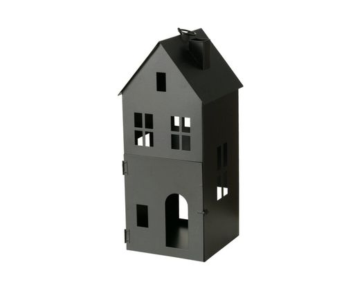 Laterne in Hausform "Alesund", Eisen, ca. 35 cm - Schwarz - 1