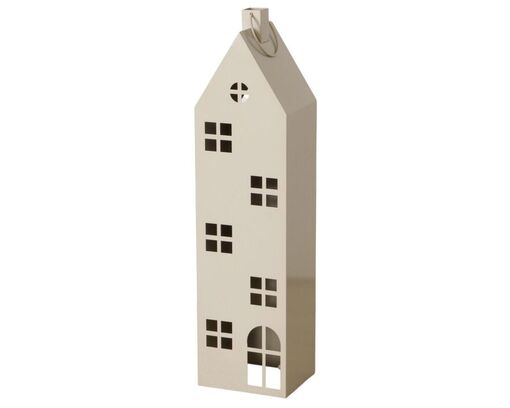 Laterne "Aiba" in Haus-Form, ca. 93 cm - Beige - 1