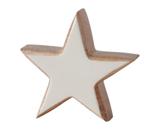Stern "Stardust" aus Mangoholz, ca. 15 cm - Weiß/Braun - 1