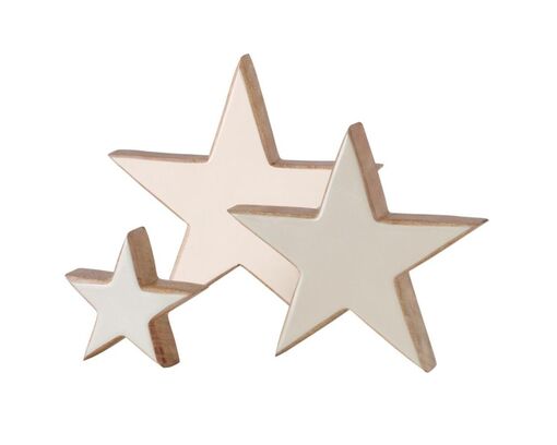 Stern "Stardust" aus Mangoholz, ca. 25 cm - Weiß/Braun - 2