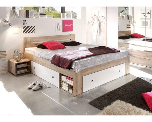 Futonbett "Pacco" 140x200 cm - Holzfarben / Weiß - 1