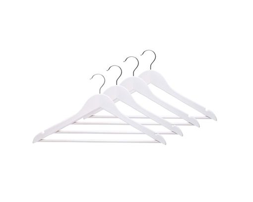 4-teiliges Kleiderbügel-Set, Holz lackiert, weiß - Weiß - 1