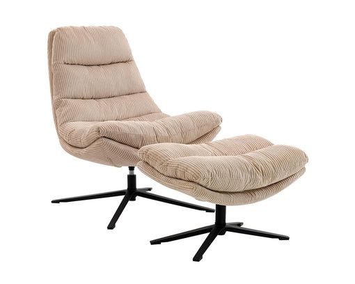 Relaxsessel "Duisburg", leger, mit Hocker - Beige - 1