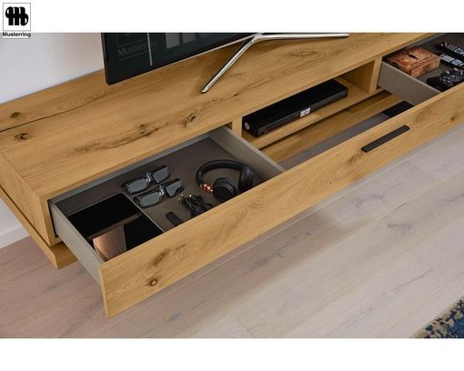 Anbauwand  "Skaagen" Musterring Balkeneiche Natur/Lack anthrazit - braun/anthrazit - 9