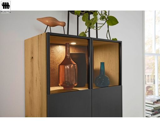Anbauwand  "Skaagen" Musterring Balkeneiche Natur/Lack anthrazit - braun/anthrazit - 10