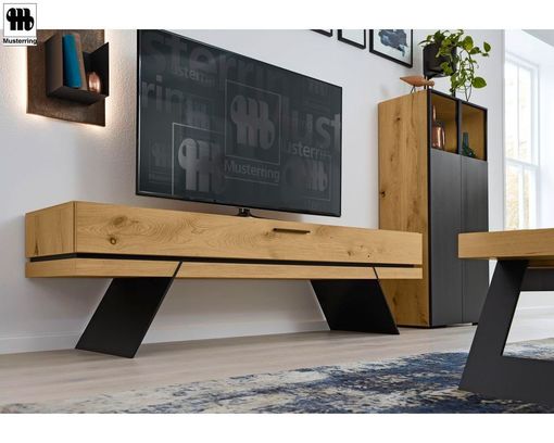 Anbauwand  "Skaagen" Musterring Balkeneiche Natur/Lack anthrazit - braun/anthrazit - 11