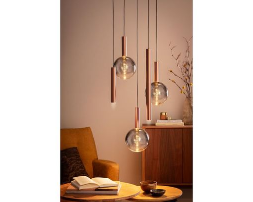 LED-Pendelleuchte "Bowl", Metall/Glas braun - Braun - 2
