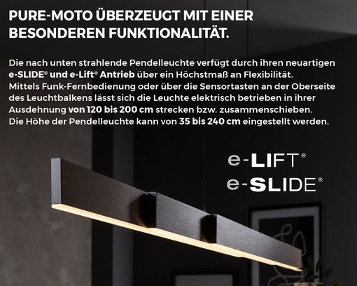 LED-Pendelleuchte "Pure-Moto-Rise", höhenverstellbar, dimmbar - Schwarz - 4
