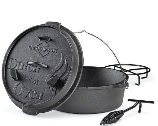 Dutch-Oven, ca. 3,5 Liter, aus Gusseisen, 4-tlg. Set - Schwarz - 2