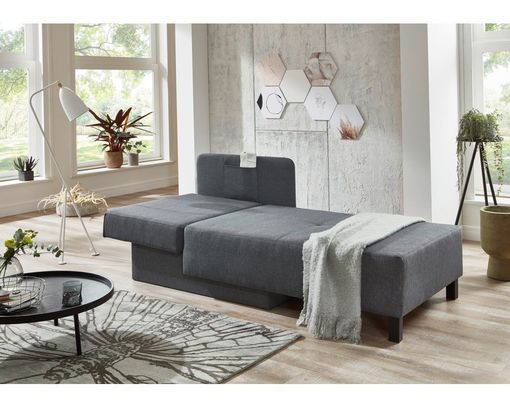 Schlafsofa "Stella" mit Stauraum und Tasche an der Armlehne - Graphit - 2