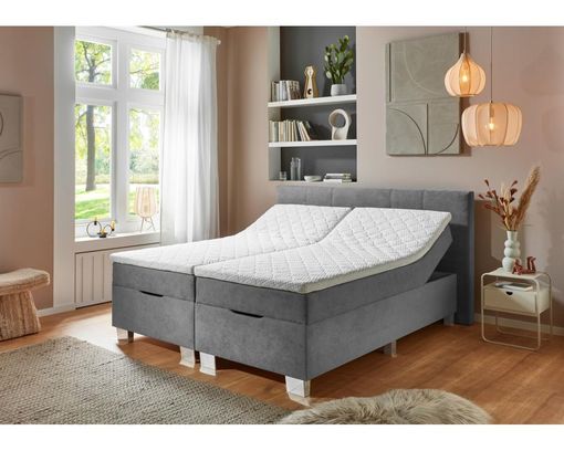 Boxspringbett "Stuttgart", ca. 180x200 cm, mit Stauraum - Silber - 3