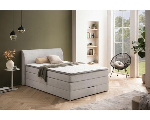 Boxspringbett "Speyer", ca. 140x200 cm, mit Stauraum - Silber - 1