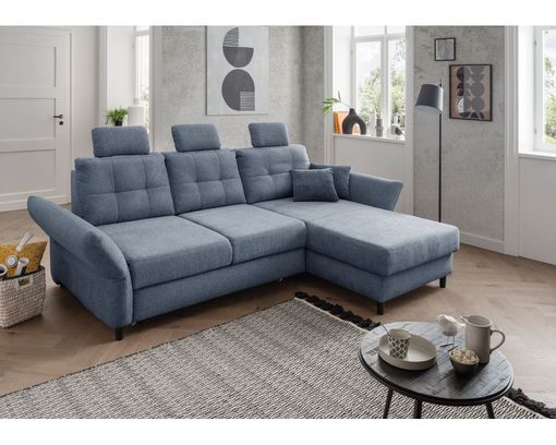 Ecksofa "Bjarne", leger, mit Funktionen - Blau - 1