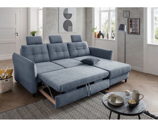 Ecksofa "Bjarne", leger, mit Funktionen - Blau - 5