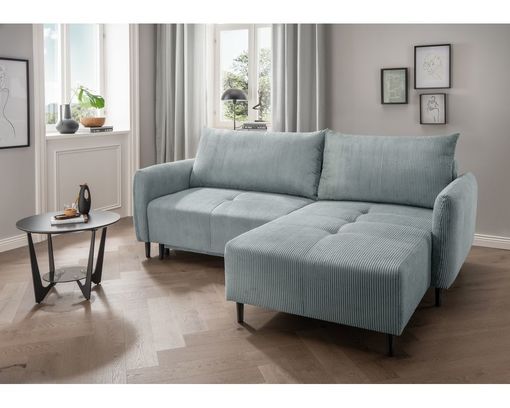 Polsterecke "Bero", Cordbezug, mit Staukasten - Aqua - 2