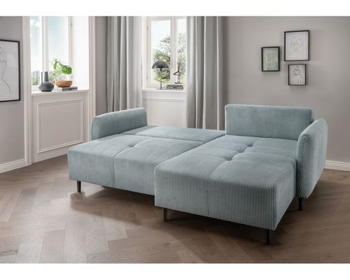 Polsterecke "Bero", Cordbezug, mit Staukasten - Aqua - 3