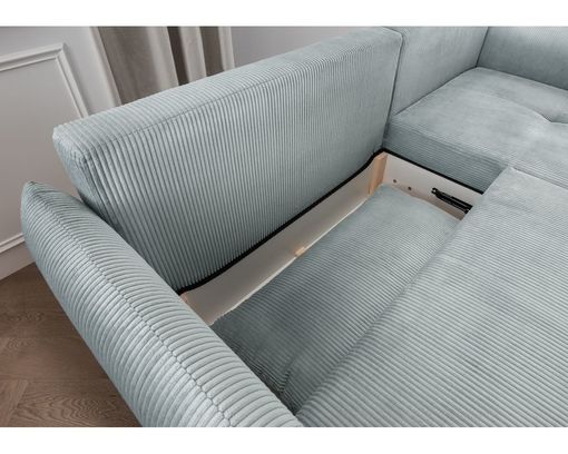 Polsterecke "Bero", Cordbezug, mit Staukasten - Aqua - 4