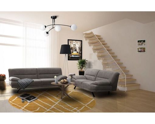 2er-Sofa "Mainz", leger, grau, schwarze Metallfüße - Grau - 2