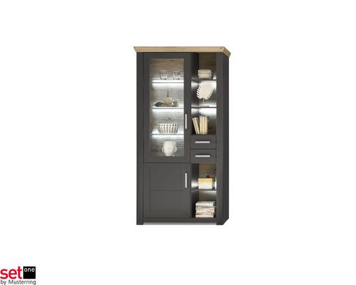 Vitrine Set One by Musterring "York" grau/Eiche - grau/Eiche - 1