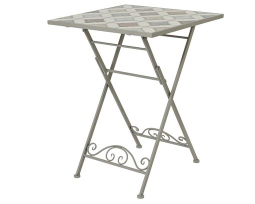 Bistrotisch aus Eisen, mit Mosaiksteinen, ca. 57x76 cm - Grau - 1