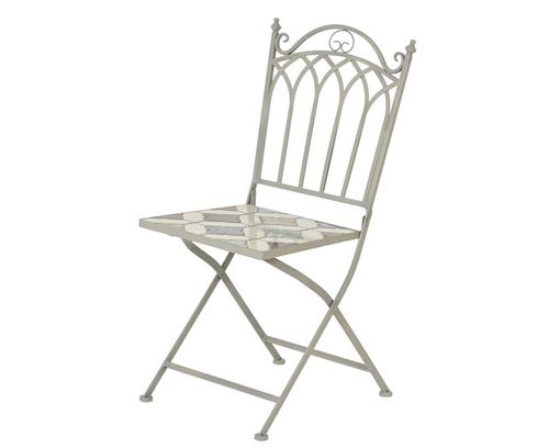 Bistrostuhl aus Eisen, mit Mosaiksteinen, ca. 89 cm hoch - Grau - 1