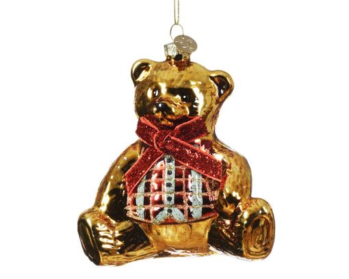 Bär-Figur zum Aufhängen, aus Glas - Gold/Bunt - 1