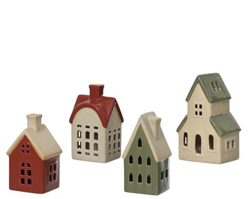 Haus aus Porzellan, ca. 17,9 cm - Grün/Rot/Beige - 1