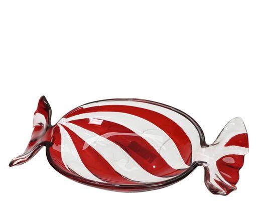Tablett in Bonbonform, ca. 35 cm - Rot/Weiß - 1